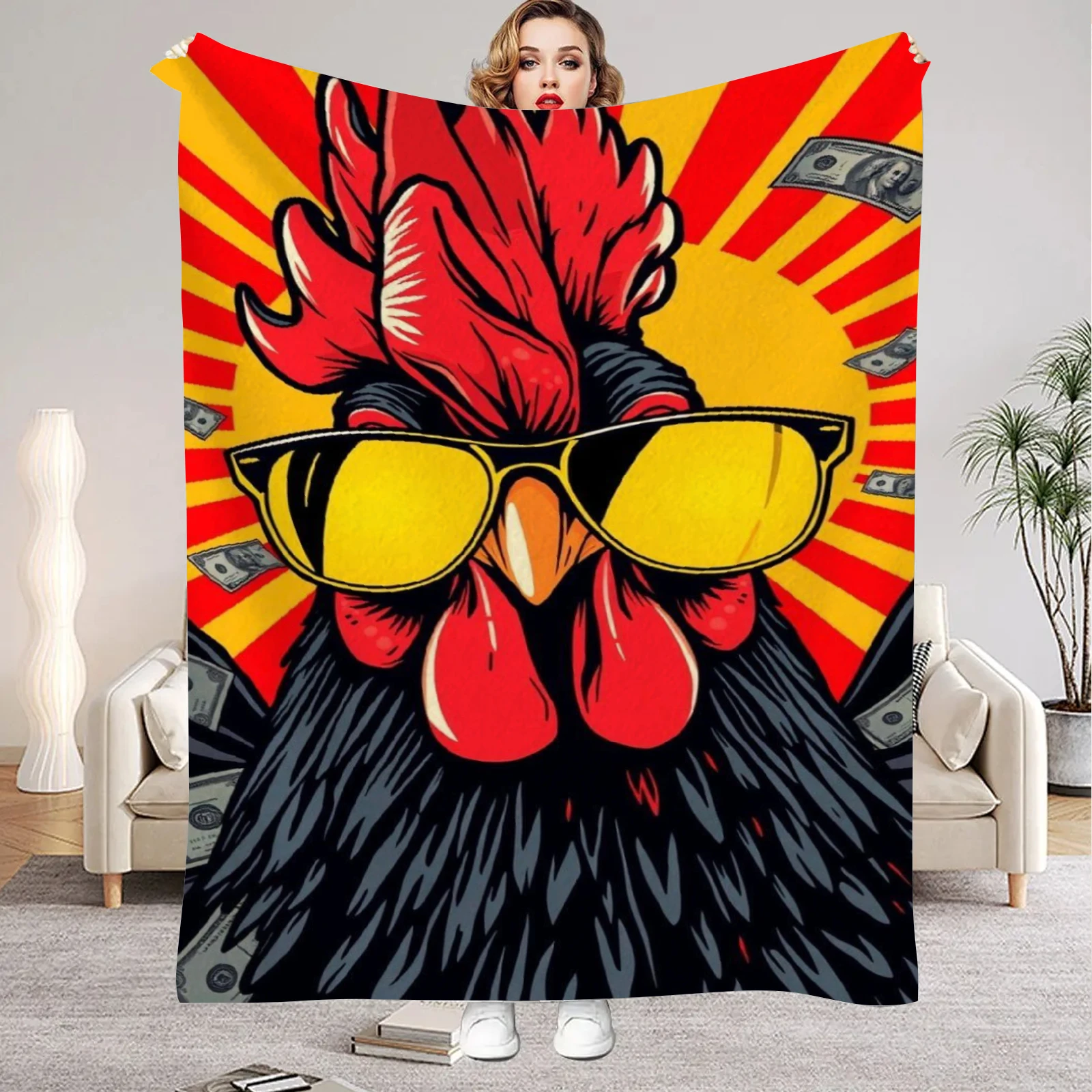 Game Rooster Fighter Flanelldecken, weiche, warme Überwurfdecke für Kinder, Wohnzimmer, Couch, Sofa, Bett, flauschige Tagesdecke, Geburtstagsgeschenke