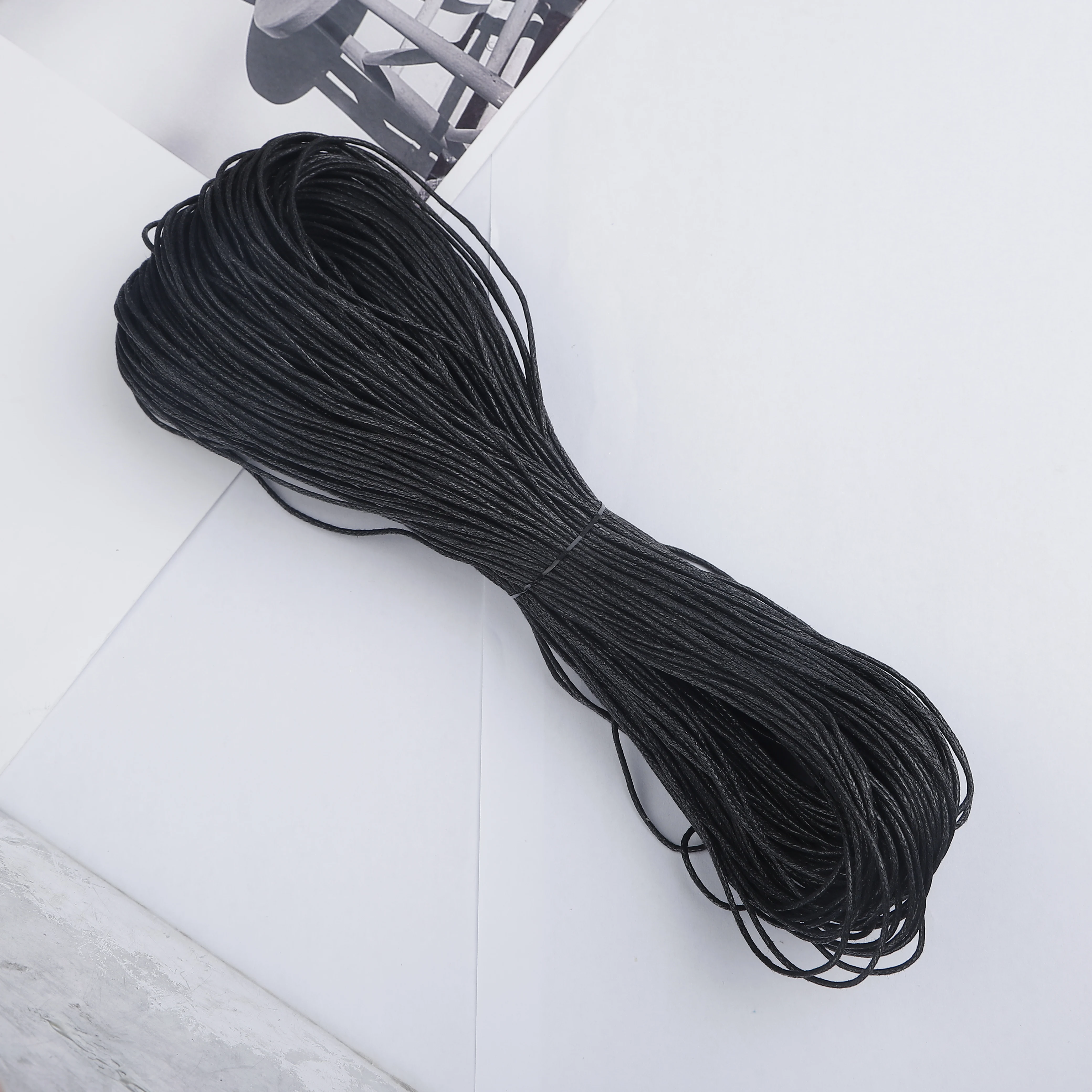 Hot Fashion Cotton Waxed Cord 60m/lot Black 1mm Cord String Wire Thread Jewelry Findings for DIY Choker Necklace Charms Bracelet