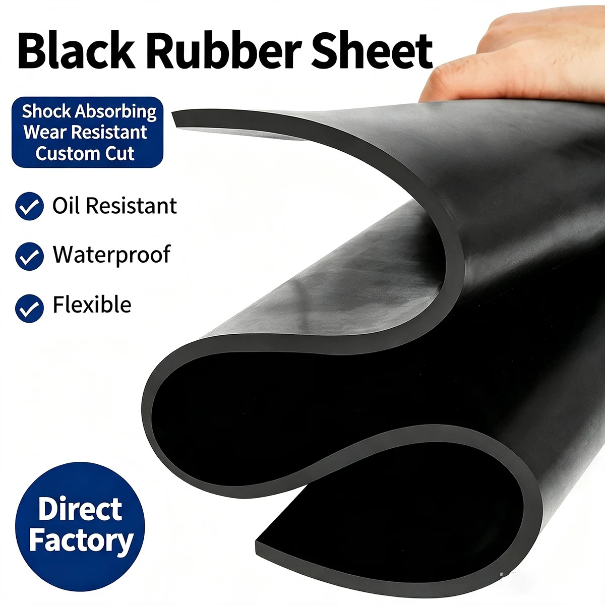 Black Industrial Rubber Sheet Oil&Wear Resistant Insulation Shock Absorbing Pad Custom Cut 1-20mm For Machinery DIY Gasket