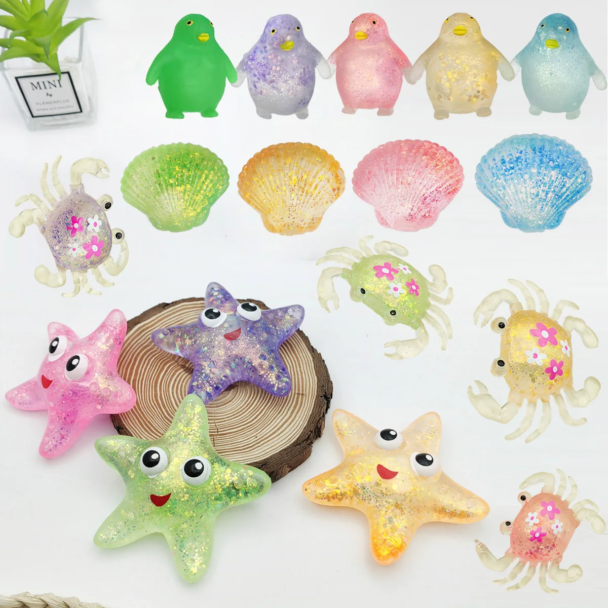 2024 animali marini conchiglie di stelle Marine decompressione Funny Silly Mallards granchi palline di maltosio spremere Squishy giocattolo regalo