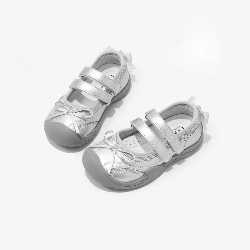 Mumoresip Children Sports Shoes Mesh Breathable Kids Tennis Shoes Back Bows 2026 Summer New Kids Princess Casual Shoes Soft