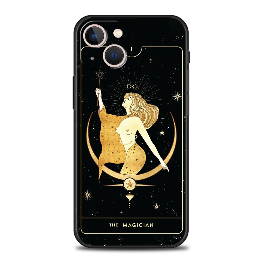 Witches Moon Tarot Mystery Totem Phone Case Cover for iPhone 16 15 14 13 12 11 Pro Max 7 8 Plus XR XS Silicone Shell Bags Capas
