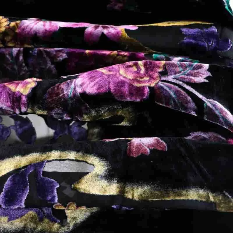 직조 자수 벨벳 브로케이드 비스코스 프린트 얼룩무늬 및 번트 패브릭 나이트가운 드레스 치파오