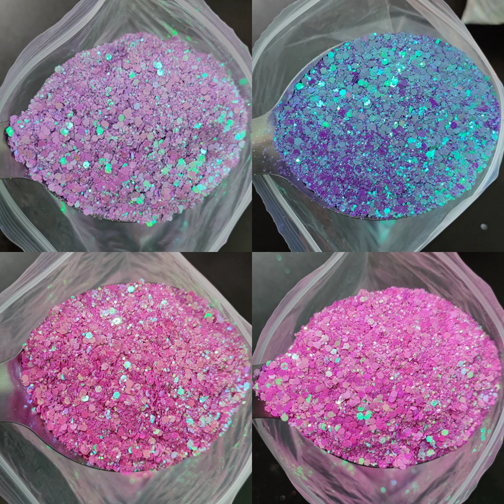 50gX1Pack Iridescent Mix-Hexagon Shape Nails Sequins Glitter Manicure Flakes Glitter 3D Chameleon Slices Pigment