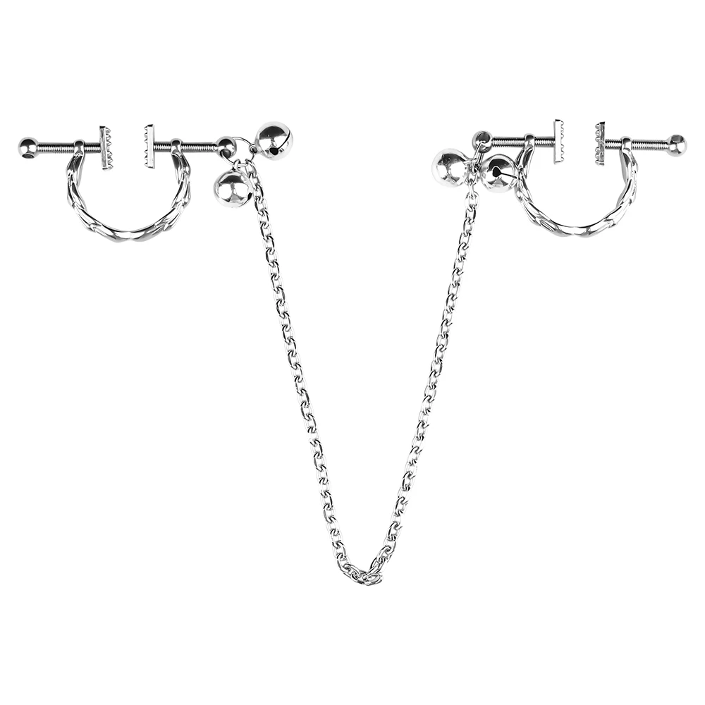 LUUK con vite clip per capezzoli regolabili catena con vite morsetti per capezzoli al seno senza Piercing gioielli per il corpo con catena per capezzoli Sexy