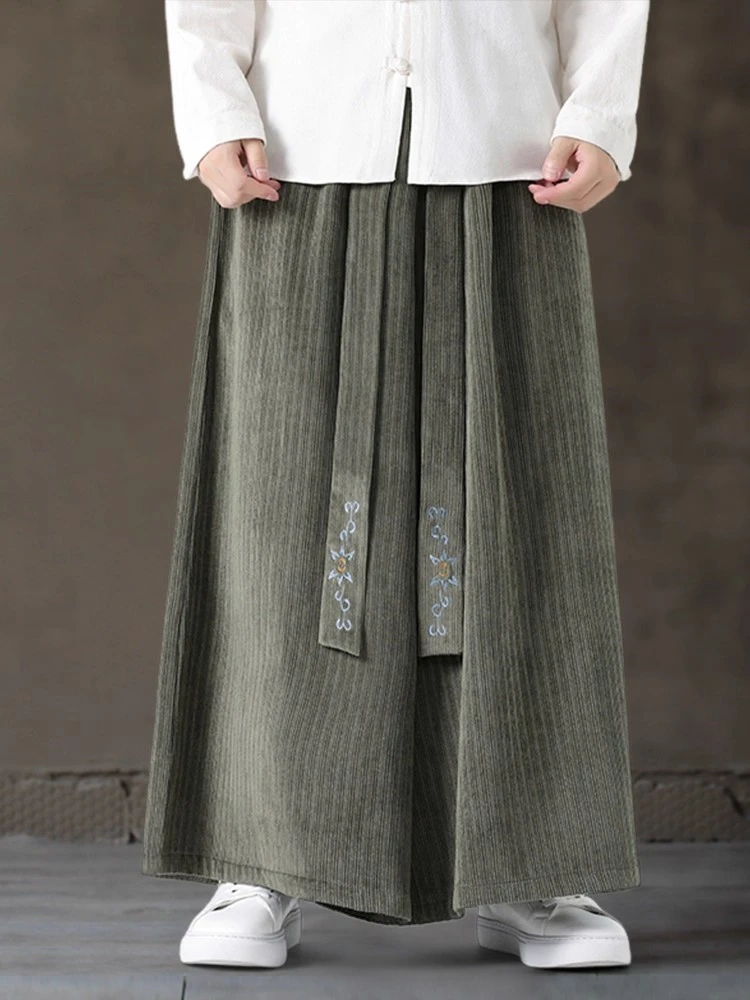 

Men's Vintage Wide Leg Pants Casual Loose Fit Autumn Spring Hanfu Sle Trousers Dra Effect Comfortable Harlan Pants