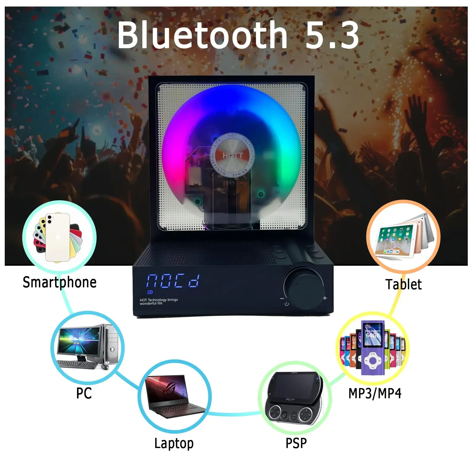 Классический R400 Ретро CD-плеер Портативный аудиоплеер BT 5.3 Поддержка CD/CD-R/CD-RW Дисковый HIFI Стереоплеер без потерь