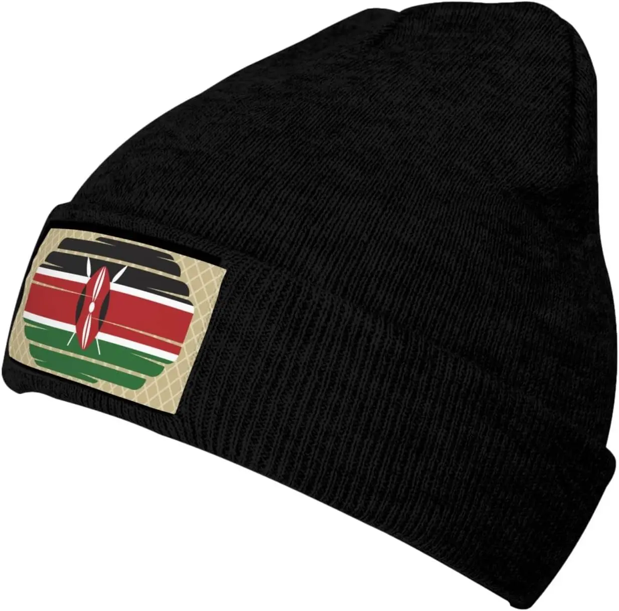 Kenya Flag Knitted Hat Acrylic Cold Weather Hat Warm Brimless hat Elastic Force Caps