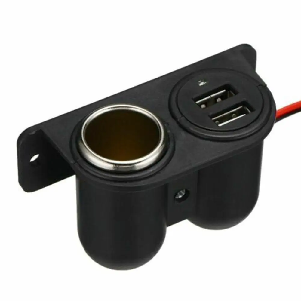 1pcs Multifunction Cigarette Lighter Ports Socket 2 USB 3.1A/3100ma Car Charger Camper Multi Plug Port Adapter Charger Recessed