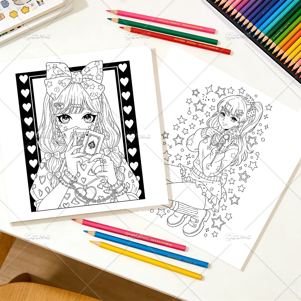 DECORA GIRLS Malbuch für Erwachsene mit Cartoon-Motiven und Einfachen Mustern zur Entspannung, DIY Mal- und Zeichenbücher für Jugendliche – Detail 7