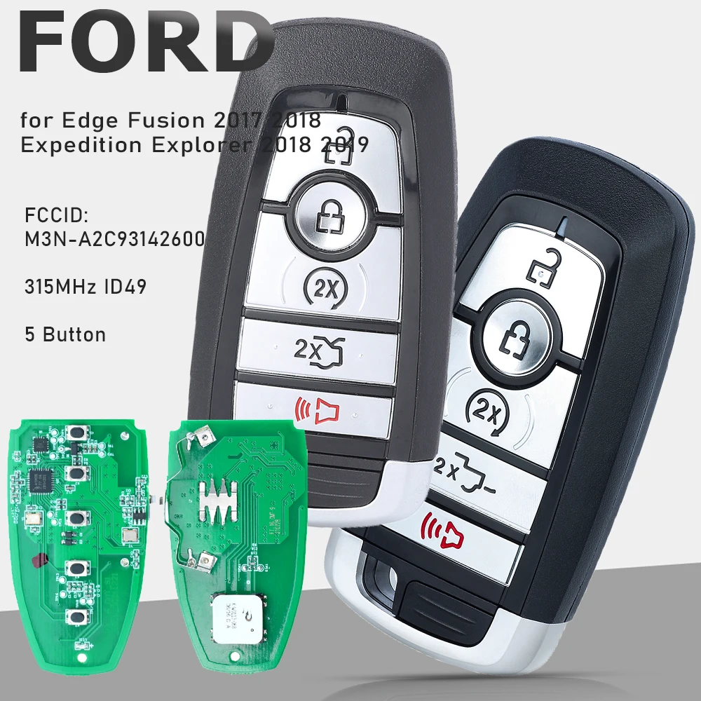 KEYECU M3N-A2C93142600 902 МГц 5-кнопочный смарт-ключ дистанционного управления для Ford Edge Fusion 2017 2018 Expedition Explorer 2018 2019 ID49 чип
