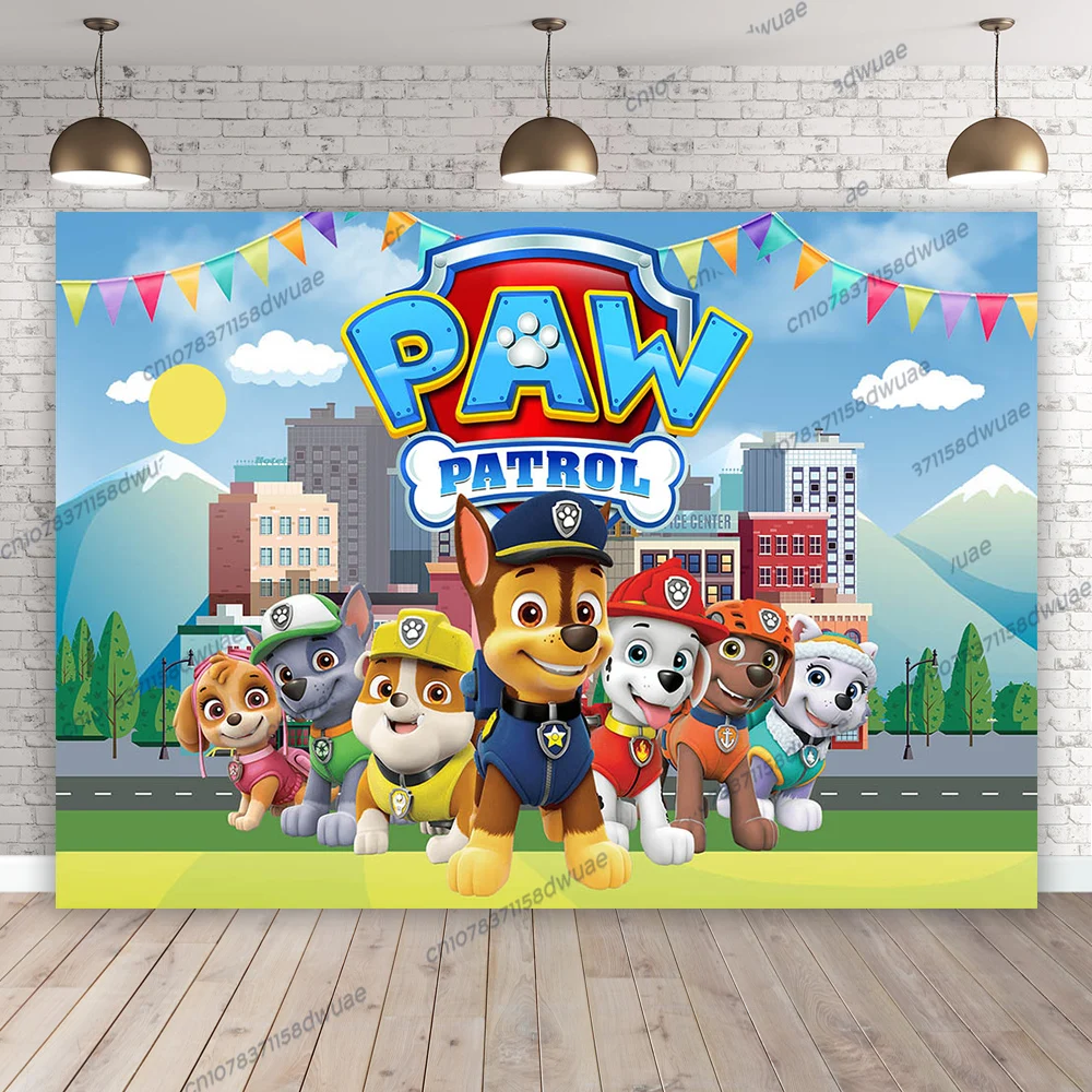 Paw Patrol Verjaardagsfeestje Foto Achtergrond Baby Shower Foto Achtergrond Kinderen Verjaardagsfeestje Fotografie Achtergrond