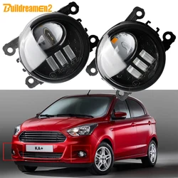 2 X 30W Car Front Bumper Fog Light For Ford KA KA+ Figo 2015 2016 2017 2018 High Bright H11 LED Lens Fog Lamp DRL