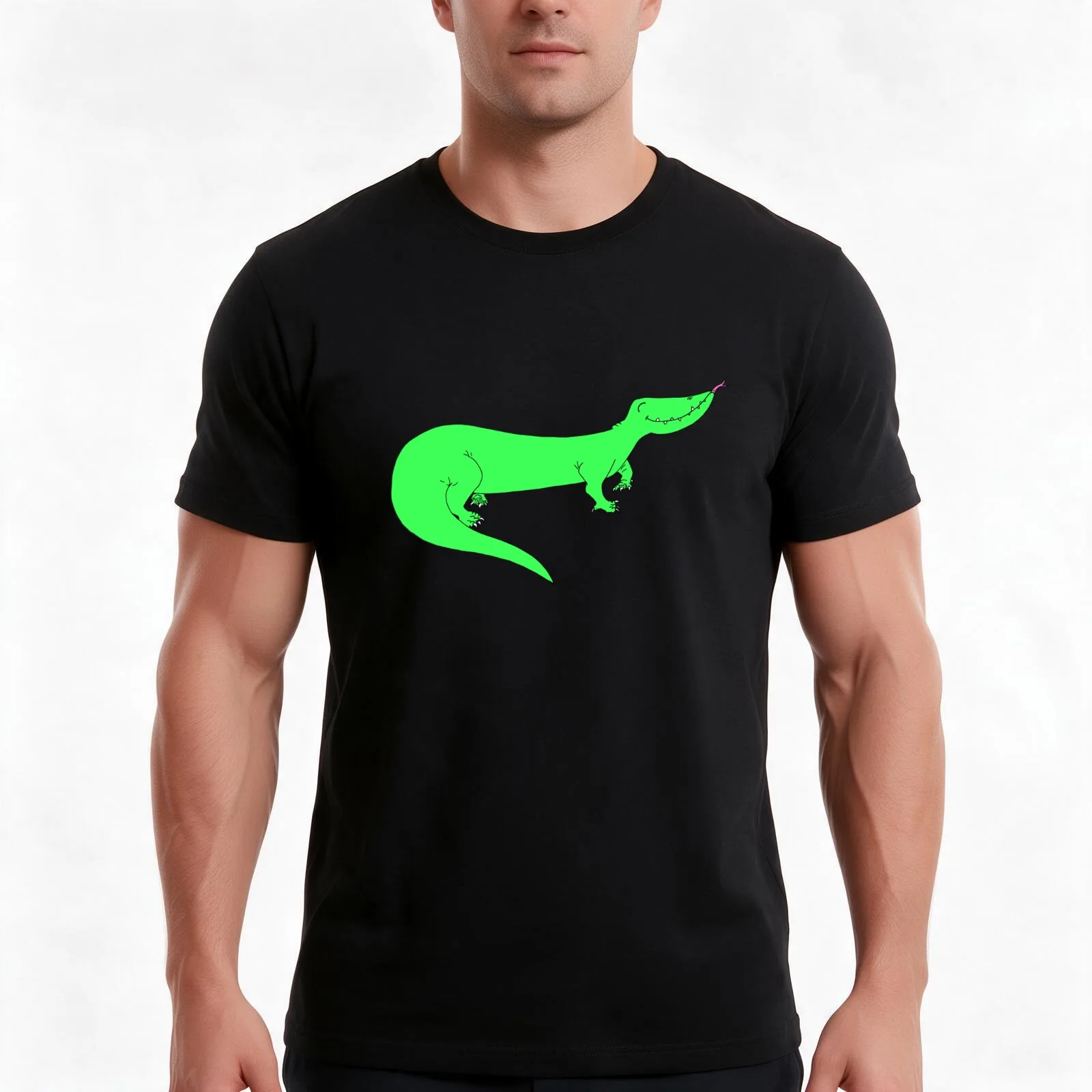 Smiley the Komodo Dragon T-Shirt, Summer Casual Cotton Tee, Oversized Streetwear Tops, Vintage Graphic Print, Unisex Men Women