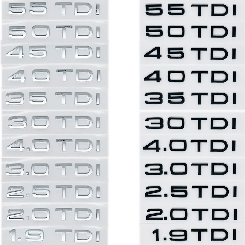 

3D ABS Emblem for Audi 2.0TDI 2.5TDI 3.0TDI 35/40/45/50TDI - Fit A1 A3 A4 A5 A6 A7 A8 Q2 Q3 Q5 Q7 Car Trunk Badge Sticker