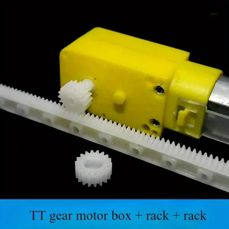 Set of plastic conveyor gear motor assembly with TT motor, 18 gears and 125mm rack - compatible with conveyor system