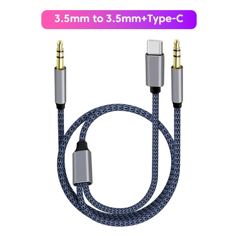 2-in-1 Aux-Audiokabel Typ C/Lightning auf 3,5-mm-Klinkenkabel für Auto-Kopfhörer, Telefon, USB-C, iOS zu 3,5-mm-Aux-Konverter-Klinkenkabel