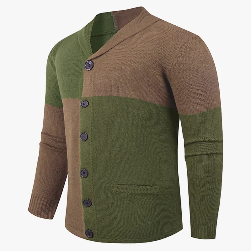 Spring and Autumn Men's Lapel Long Sleeve Knitted Sweaters Cardigan