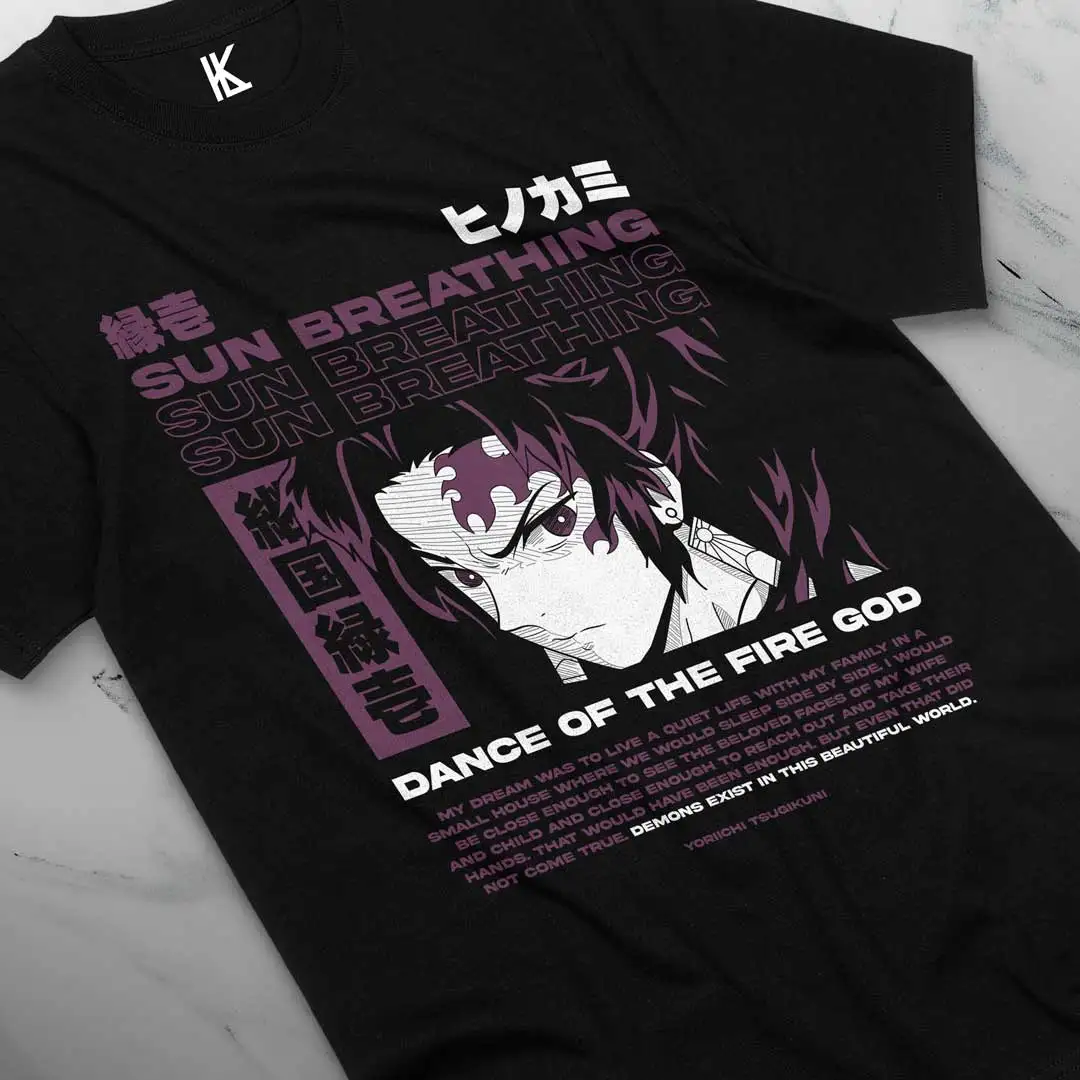 Yoriichi Tanjiro T-Shirt Demon Slayer Kimetsu No Yaiba  Anime Sweater Soft T Shirts Cotton