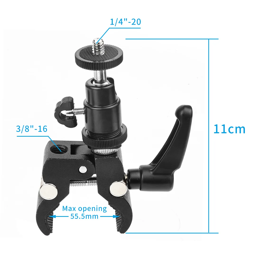 Mini-Metallkugelkopf 360 ° Schwenkbarer Stativ-Kugelkopf mit Cold-Shoe-Halterung, 1/4-Zoll-Schraube, 2,5 kg Tragkraft für DSLR-Kamera, Webcam, Blitz, Vlog-Rig – Detail 27