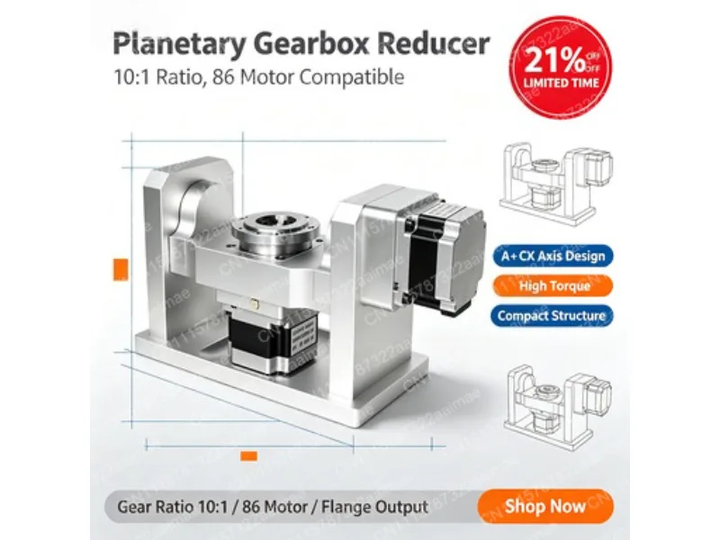 NEMA 34 Planetary Gearbox 10:1 Reduction Ratio 4th 5th Rotary Axis Dividing Head for Wood Router