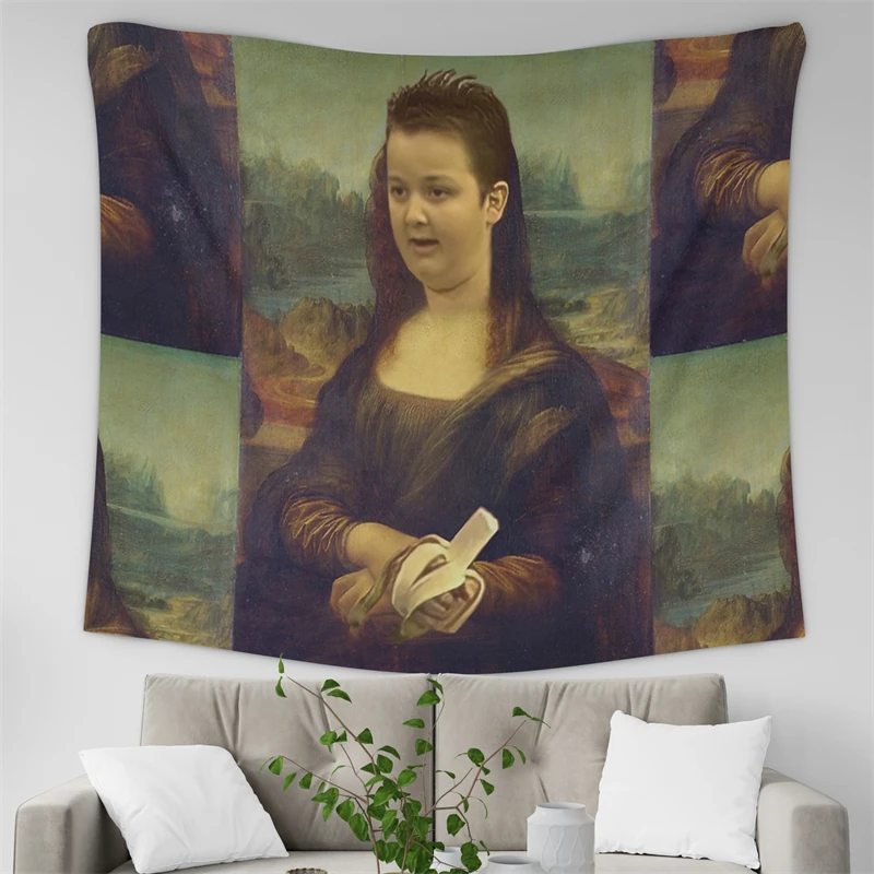 Gaslight Gatekeep Girlboss Gibby Mona Lisa Tapestry Wall Hanging Art for Bedroom Living Room Decor Home Decoration