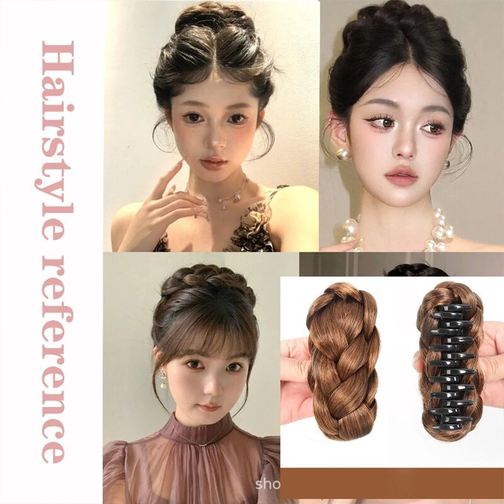 1 Stück Synthetischer Haarknoten mit Klammer, Natürliche Textur, Chignon, Künstliche Haarverlängerung für Frauen und Mädchen, Alltag, Party, Cosplay – Detail 2