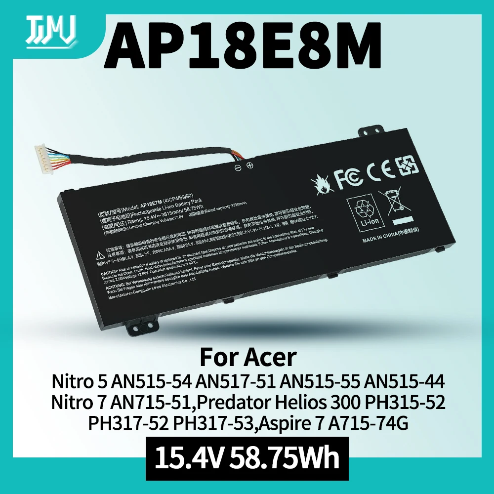 Batería AP18E7M para Acer Predator Helios 300 PH315-52 PH317-53 Nitro 5 AN515-44 AN515-54 AN517-51 Nitro 7 AN715-51, A715-74G