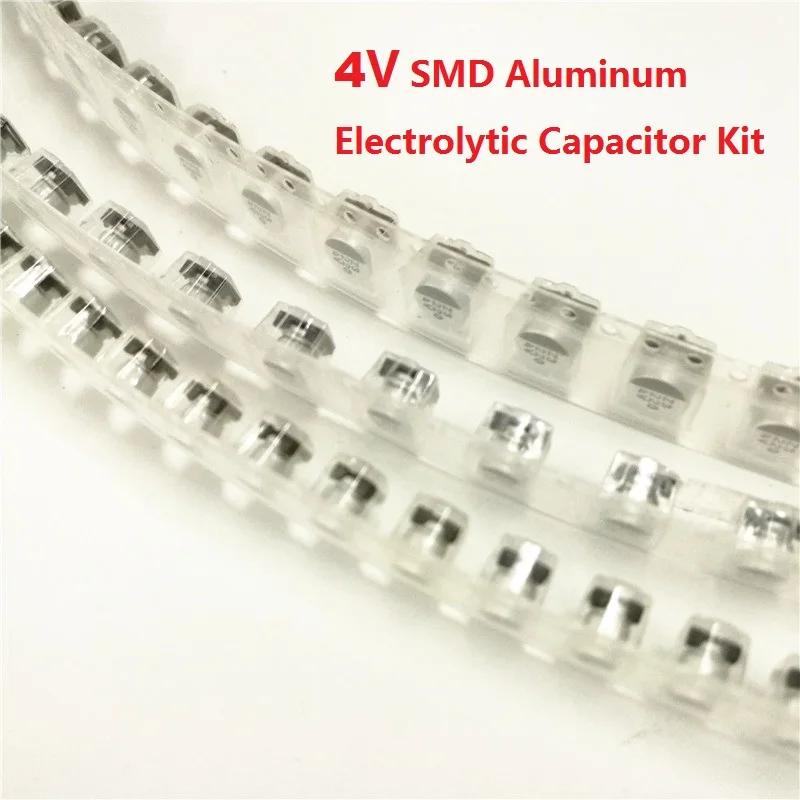 

60Pcs/Lot 47uF 100uF 220uF 4V SMD Aluminum Electrolytic Capacitor Assorted Kit Set, 3values*20pcs=60pcs Samples Kit