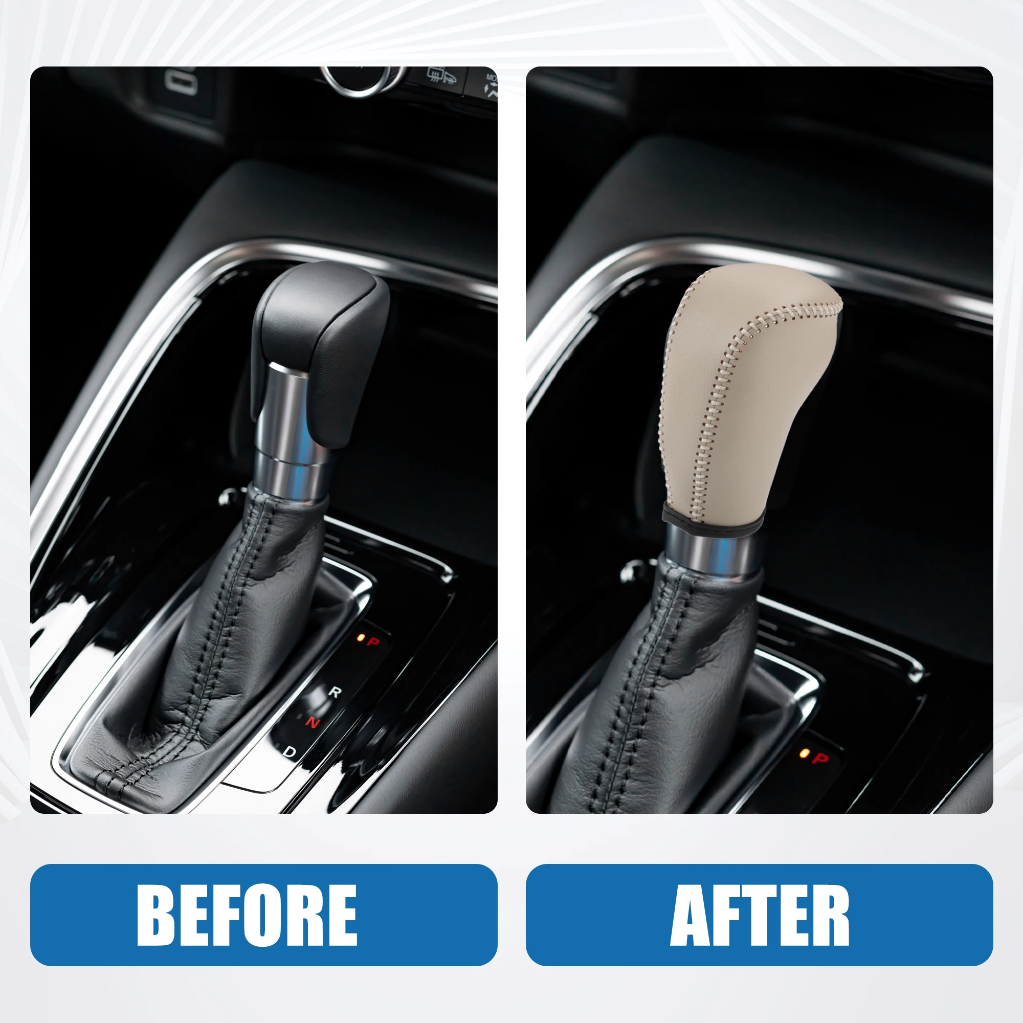 UXCELL Gear Shifting Knob Cover Automatic Transmission Lever Trim for Nissan Murano 2009-2013 Faux Leather Beige