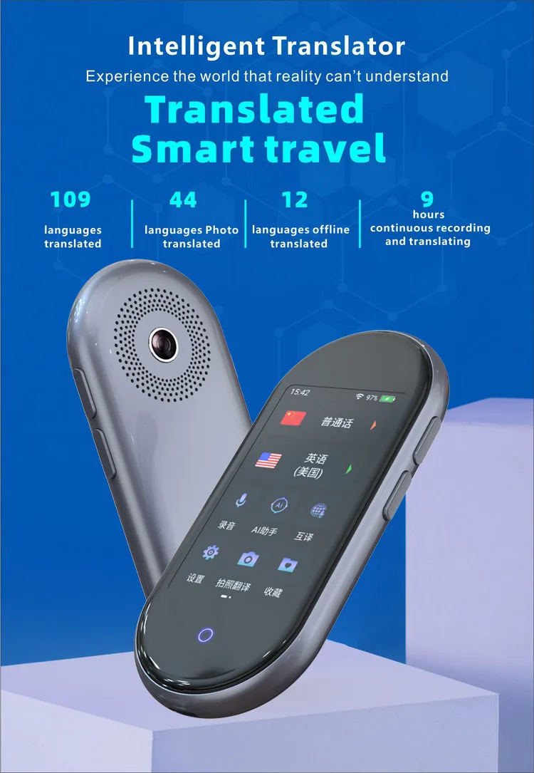 Newest 109 language online 12 language offline smart voice translator voice text photo multi-function automatic translator