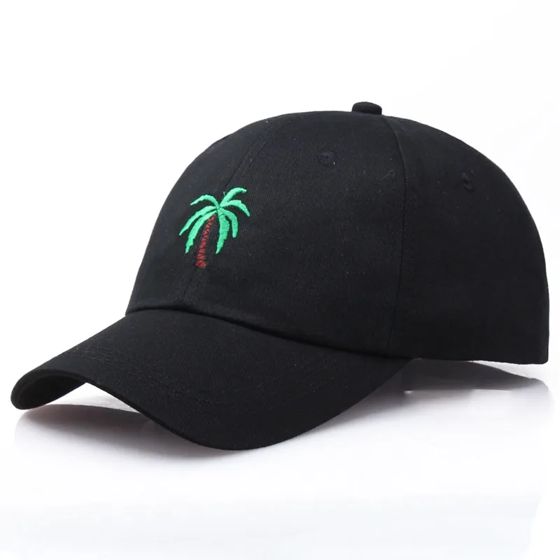 

Men's Palm Tree Embroidery Kpop Baseball Cap For Women Men Coconut Tree Snapback Hip Hop Cap Outdoor Curved Black Cotton Dad Hat