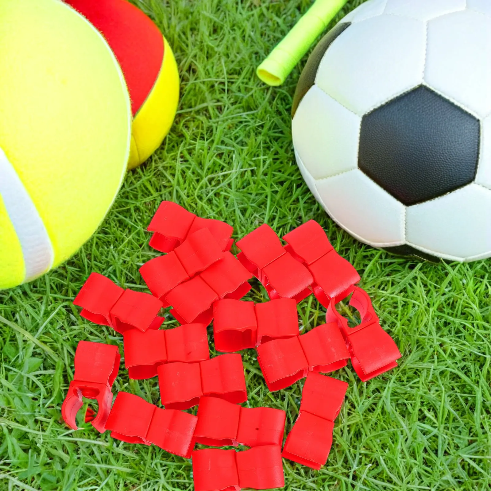 16Pcs Bright Red Soccer Flag Pole Clamp Universal Fit for Agility Poles Quick Assembly Training Tool Football Exercise Equipment
