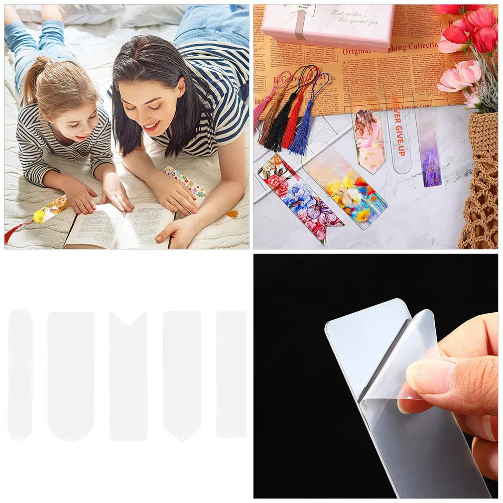 

10Pcs Acrylic Page Marker Set Decorative Bookmarks Practical Labels for Office Library Classroom String Bookmark