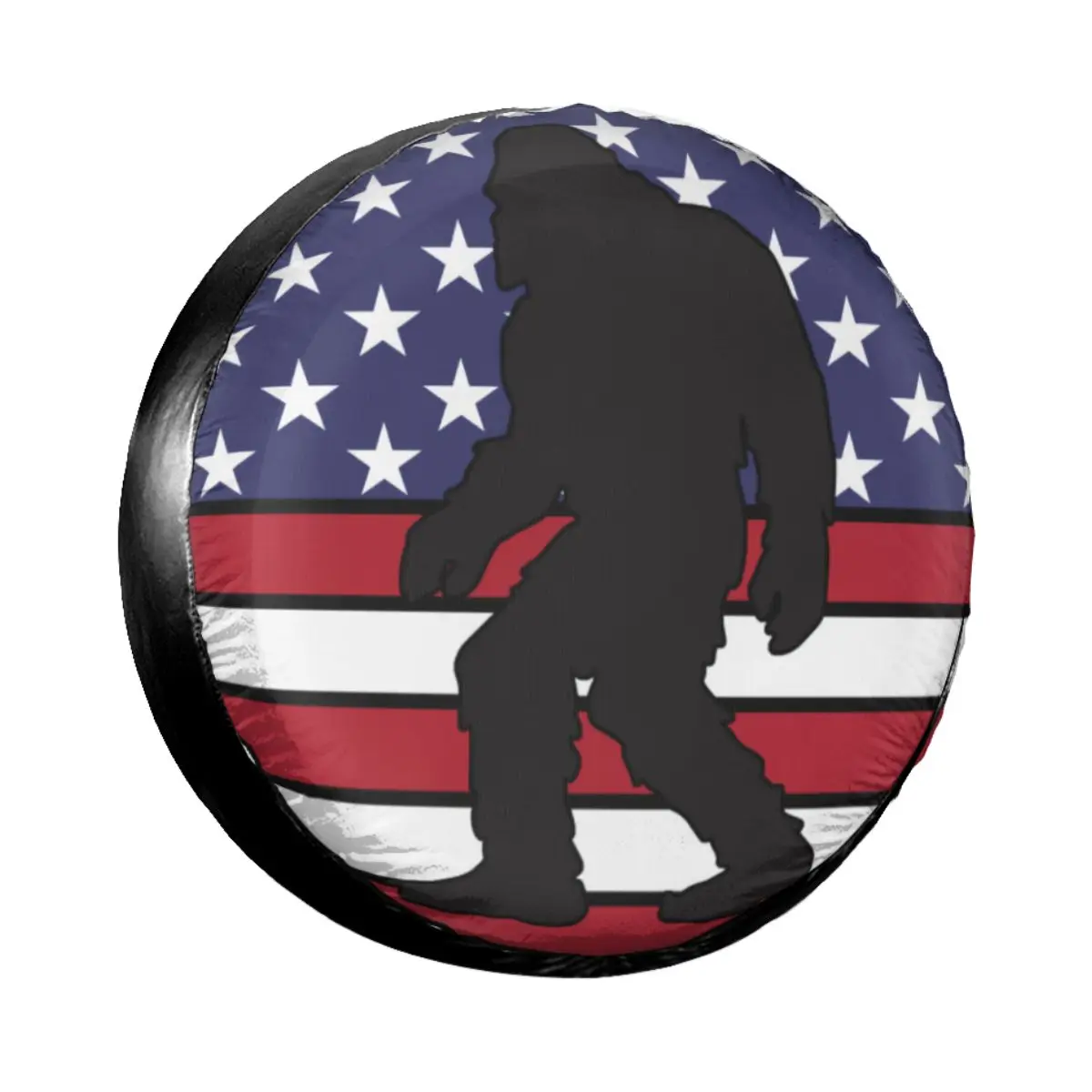 Funny Bigfoot Sasquatch Spare Tire Cover Bag Pouch for Jeep Honda USA American Flag Car Wheel Covers 14