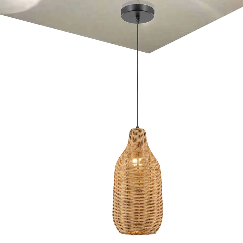 

Hand-Woven Art Pendant Light E26/E27 Base Natural Rattan Chandelier Woven Ceiling Hanging Lamp for Living Room Bedroom