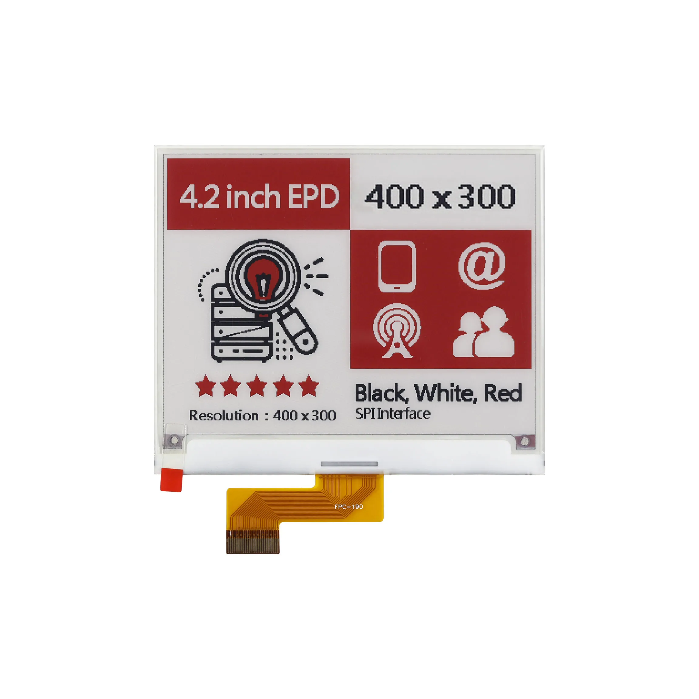 FPC-190 4.2 inch 24PIN SPI Red White Black Eink E-Paper LCD Display Screen 400x300