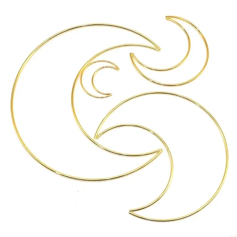 918F Handmade Dreamcatcher Metal Ring Macrame Moon Hoop Dream Catch Frame Circle