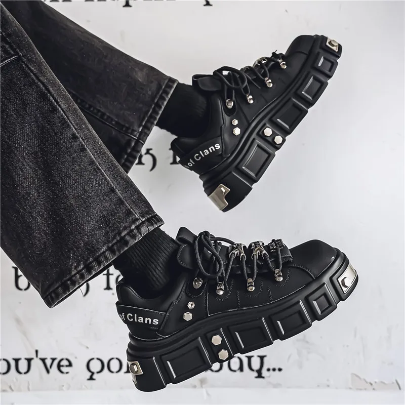 

Модные кроссовки на платформе для мужчин, обувь в стиле панк, дизайнерская обувь в европейском стиле, оригинальные мужские уличные кроссовки, мужские кроссовки для скейтбординга