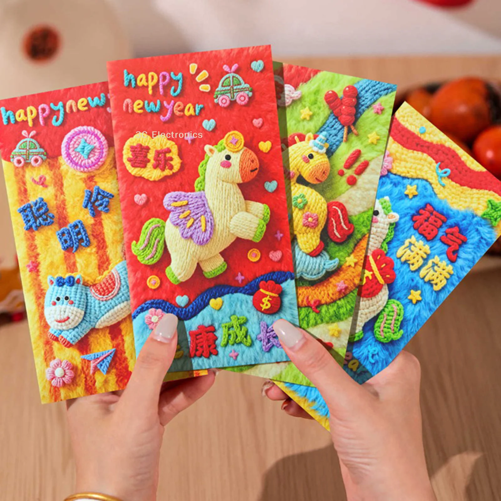 

6 шт./упак. 2026 год лошади мультфильм красный пакет для китайского Нового года счастливые конверты для денег весенний фестиваль