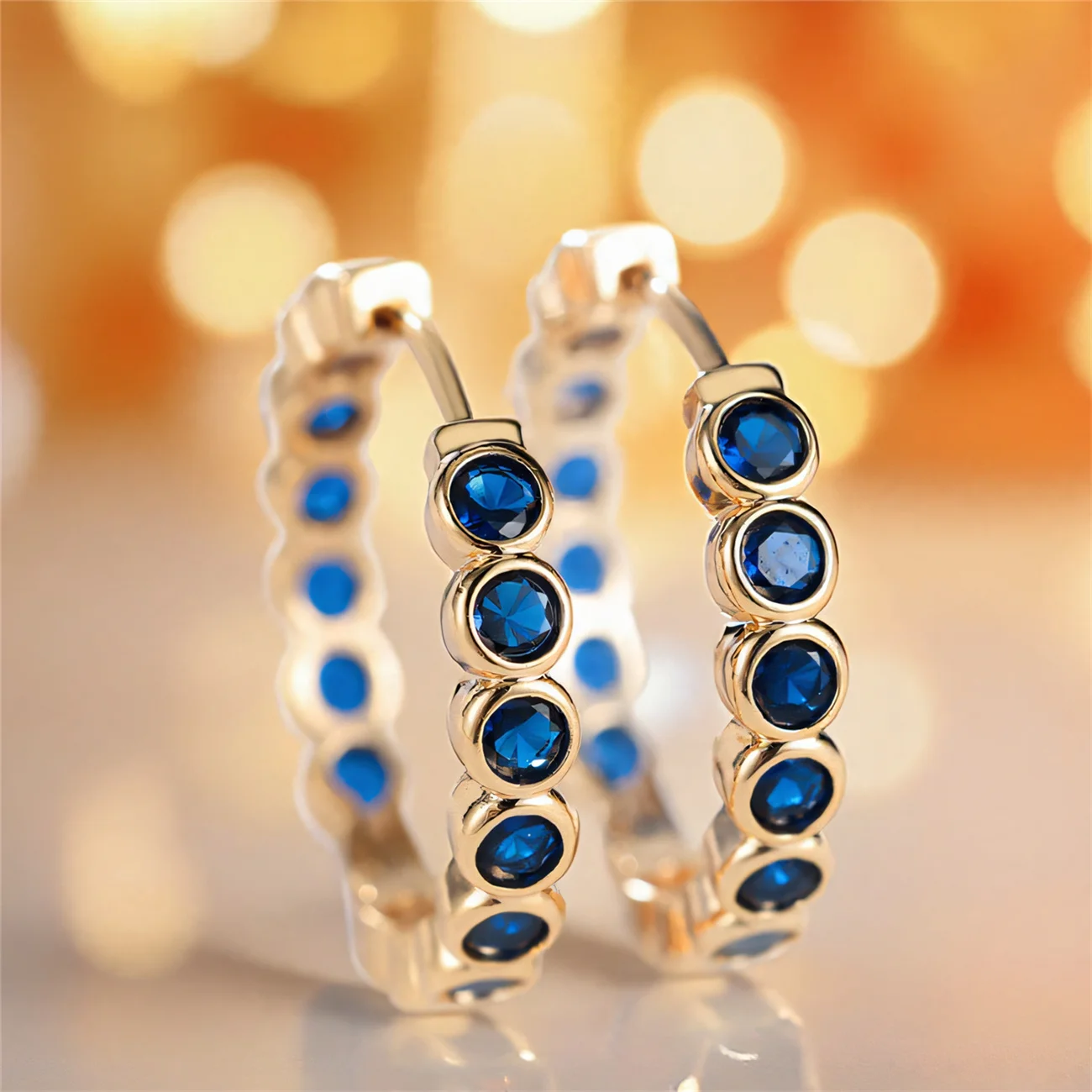 Cute Female Small Black Red Blue Round Earrings Charm Yellow Gold Color Trendy Zircon Stone Wedding Jewelry