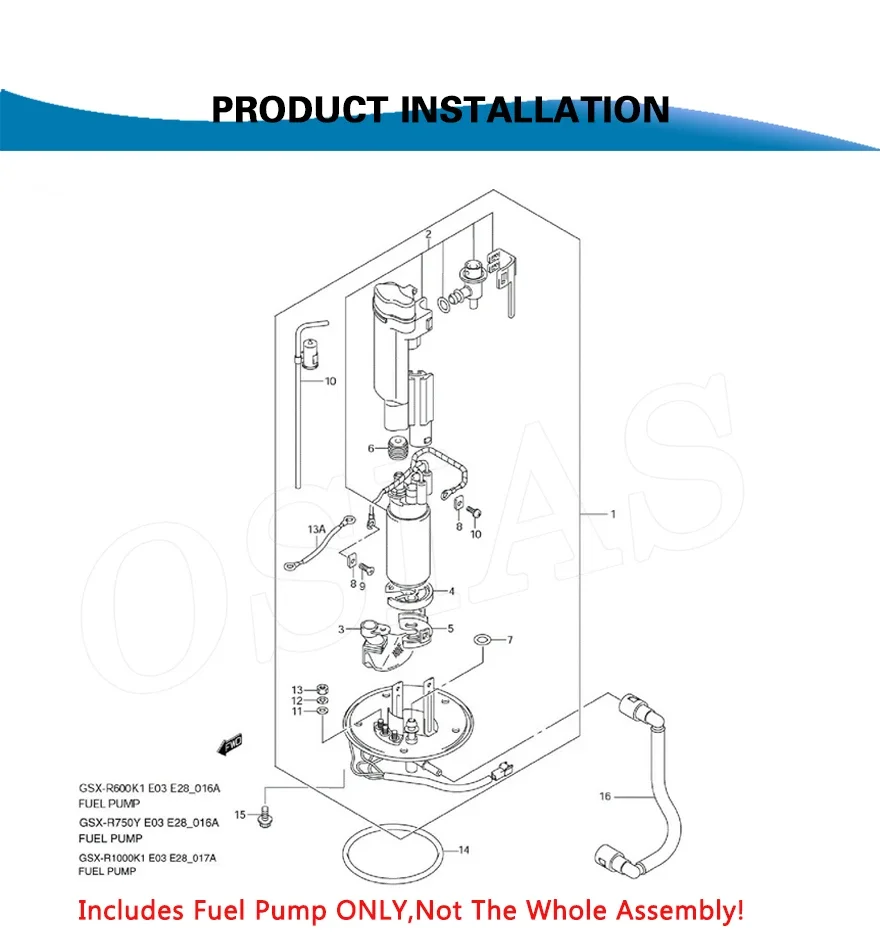 QFS OEM In-Tank Fuel Pump Replacement For Suzuki GSX-R750 R600 - Foto 8
