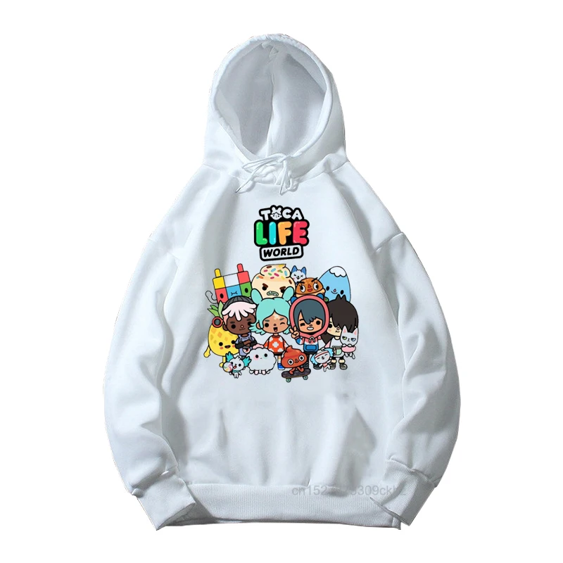 

Kids Hot Game Toca Life World Cartoon Print Hoodies Girls Cute Boca And Gacha Pattern Pink Sweatshirt Boys Cool White Clothes