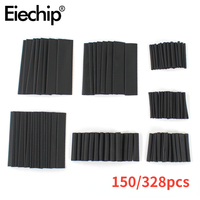 150/328PCS Black Environmentally Friendly Flame-retardant Heat Shrink Tubing Boxed with A 2:1 Shrinkage Rate