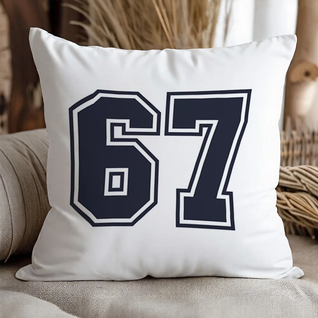 1pc Number 67 Sports Vintage Pillow Cover for Sofa Bed, Decorative Pillowcase (No Insert)