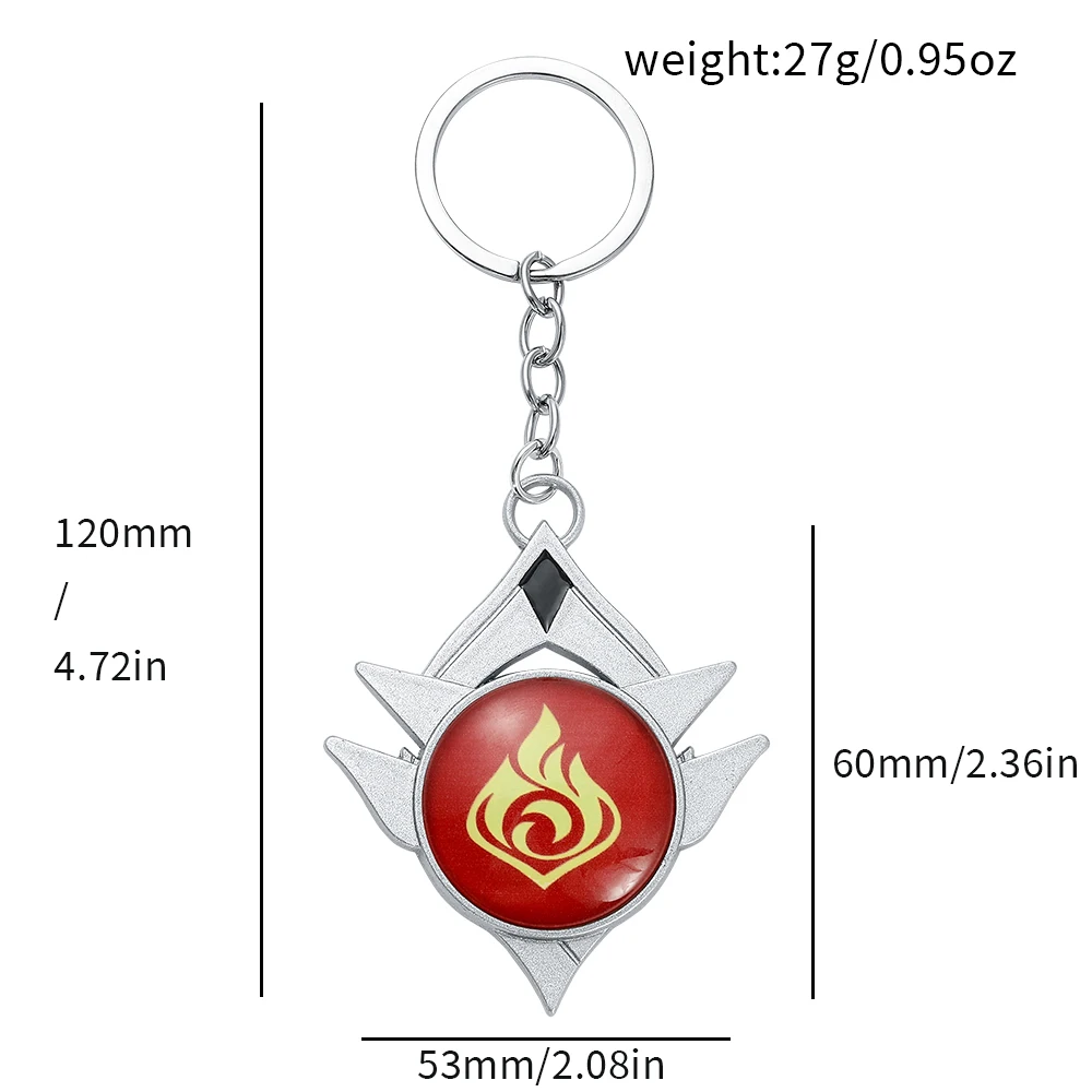 Genshin Impact luminous Inazuma Keychain Element Vision God's Eye Mondstadt Liyue Snezhnaya Pendant Keyring Jewelry