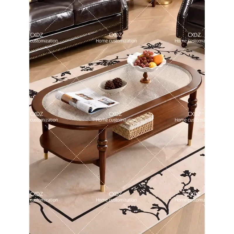 Removable Solid Wood Coffee Table Minimalist Retro Light Luxury Design for Living Room Small Apartment Home Furniture