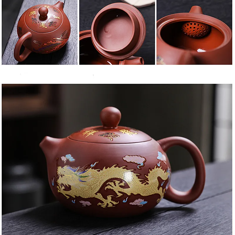 

250ml Creativity Yixing Purple Clay Teapot Change Color Zhu Mud Xishi Pot Ball Hole Filter Kettle Handmade Zisha Tea Infuser