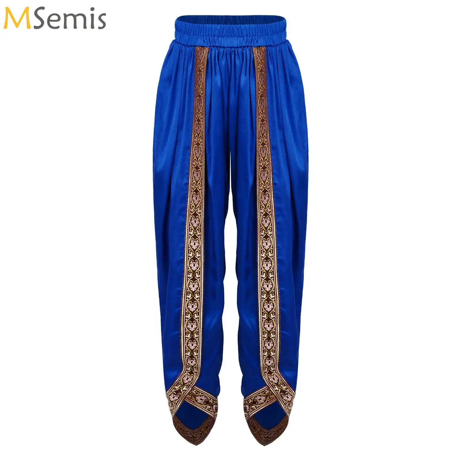 

Boys Silky Belly Dance Harem Pants Kids Embroidered Loose Fit Trousers Arabian Prince Cosplay Costumes Bloomers Carnival Clothes