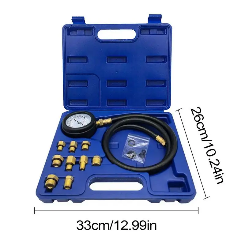 Engine Compression Test Kit Compression Test Gauge Detector Double Scale Automotive Cylinder Tester Long Reach Hoses Case For